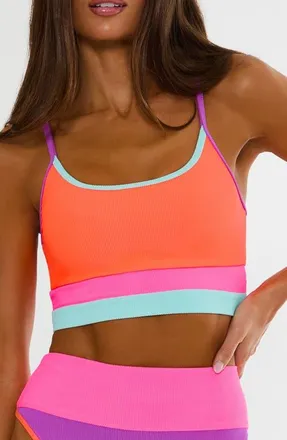 Beach Riot Eva Rib Colorblock Bikini Top in Vibrant Volley Colorblock at Nordstrom, Size X-Small