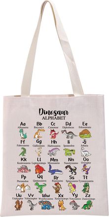 Generic PYOUL Dinosaurs Lover Gift Dinosaurs Alphabet Tote Bag Jurassic Lover Handbag Fossil Lover Gift Dinosaur Species Gift (Dinosaurs Alphabet Tote)
