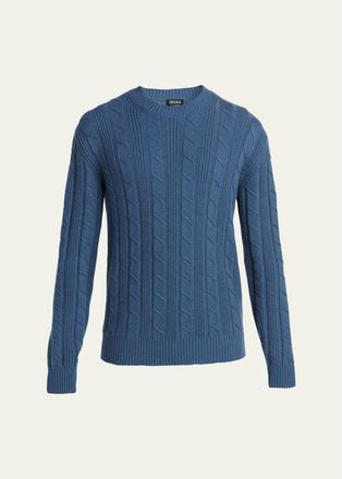 Ermenegildo Zegna Mens Oasi Cashmere Cable Crewneck Sweater