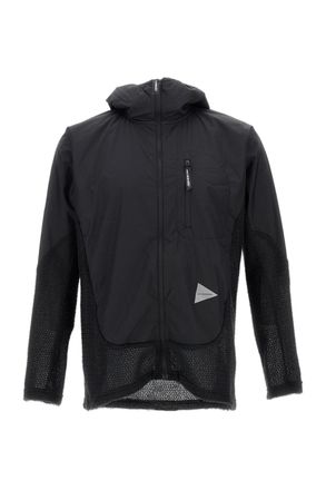 And Wander Hooded Black Jacket With Fleece Inserts And Zip Detailing
