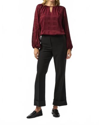 Joseph Ribkoff Burnout Blouse In Merlot