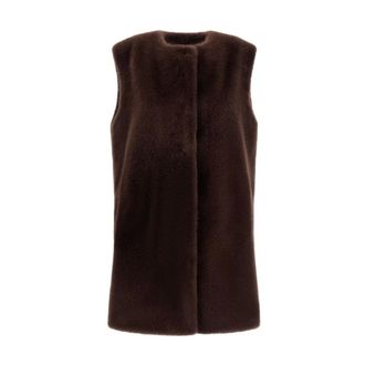 Herno Faux Fur Vest - female - Herno - Waistcoats - Brown - XS - Jackets