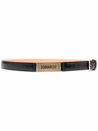Dsquared2 croc-effect belt - women - Calf Leather/Brass/Zamak - 90 - Black