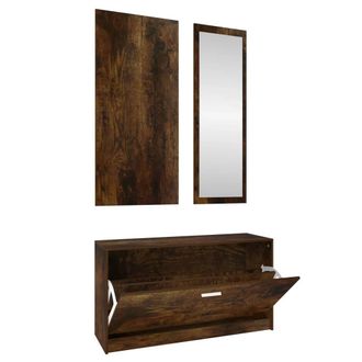 vidaXL Vidaxl - Set Mueble Zapatero 3 En 1 Madera Contrachapada Roble Ahumado