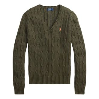 Ralph Lauren V-neck Knitwear, female, Green, Size: S Ralph Lauren Sweaters Green