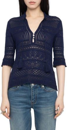 Zadig&Voltaire Open Stitch Shirt in Marine at Nordstrom, Size X-Small