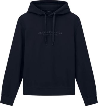 A|X Armani Exchange Hoodies, male, Blue, Size: 2XL Hooded Cotton Logo Sweatshirt