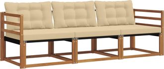 vidaXL Conjunto De Sof&aacute;s De Exterior 3 Uds. Natural Y Beige Vidaxl