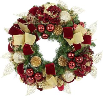 Creative Displays Inc. Handcrafted 26In Holiday Wreath With Hydrangeas, Ornaments & Bows