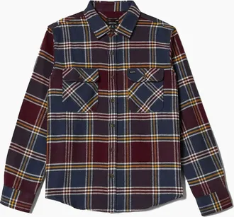Brixton Mens Brixton Mood Indigo/Port/Saffron Bowery L/S Flannel Shirt - Size: 44/Regular