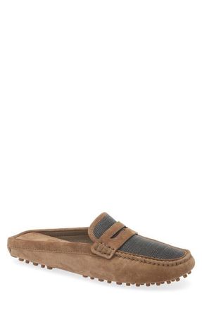 Brunello Cucinelli Monili Penny Loafer Mule in C7495 Brown at Nordstrom, Size 7Us