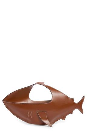 Staud Leather Shark Bag in Tabacco at Nordstrom