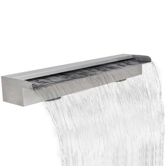 Berkfield Home Rectangular Waterfall Pool Fountain Stainless Steel 90 cm in Silver