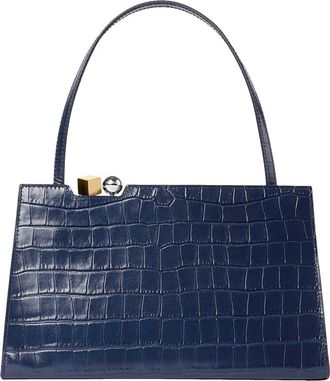 Jacquemus La Pochette Salon Croc Embossed Leather Handbag in Dark Navy 390 at Nordstrom