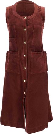 Acne Studios Acne Studios mouwloze midi-jurk met knoopsluiting in bordeauxrood corduroy