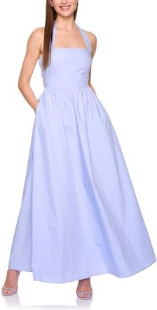 Susana Monaco Halter Neck Cotton Poplin Dress in Frosty at Nordstrom, Size X-Small