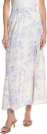 Saltwater Luxe Linen-Blend Floral Midi Skirt