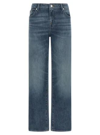 7 For All Mankind Blue Straight High Rise Jeans
