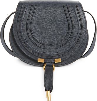 Chloé Small Marcie Leather Crossbody Bag in Black Navy at Nordstrom