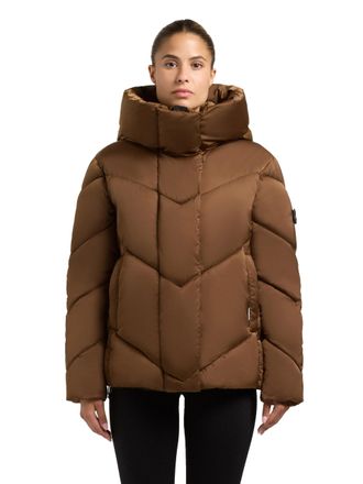 Khujo Olsa2 Womens Warm Winter Jacket with Hood and Inner Backpack Straps XS - XXL, Copper Brown, L