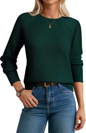 Grace Karin Womens Jumpers Long Sleeve Merino Wool Blend Sweater Crew Neck Classic Knitwear for Fall Winter Green XXL