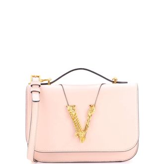 Versace Virtus Flap Shoulder Bag Leather Small