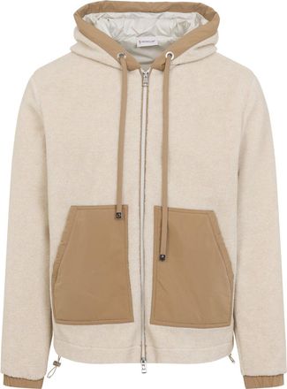 Moncler Light Beige Zip Up Polyester Jacket-Uomo