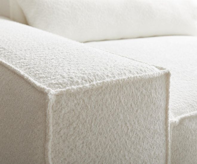 DELIFE Big-Sofa Sirpio 230x95 cm Bouclé Creme-Weiß mit Hocker, Big Sofas ab 1.289,90 €