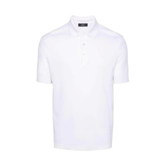 Herno Polo Shirts, male, White, Size: M Jersey Knit Effect Polo Shirt