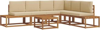 vidaXL 7 Uds. Conjunto De Sof&aacute;s De Exterior Natural Y Beige Vidaxl