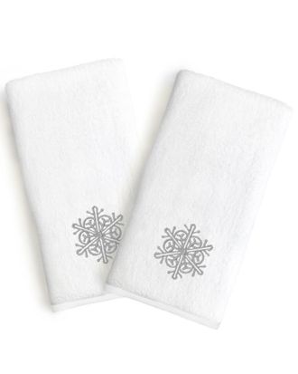 Linum Home Textiles Linum Home Textiles Grey Snow Flake Turkish Cotton Hand Towels