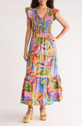 Sugarlips Vesper Sunfire Maxi Dress in White-Multi at Nordstrom, Size X-Large