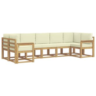 vidaXL Conjunto De Sof&aacute;s De Exterior Con Coj&iacute;n 7 Pcs Blanco Y Crema Vidaxl