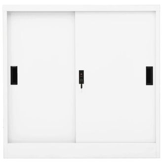 Berkfield Home Office Cabinet with Sliding Door White 90x40x90 cm Steel | Size: 90 x 40 x 90 cm