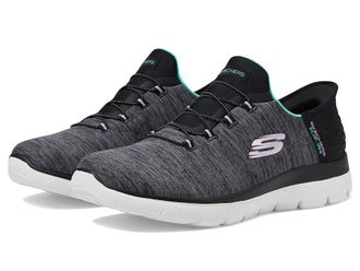 Skechers Summits - Hands Free Slip-Ins Womens Shoes Black/ Turquoise : 8.5 C - Wide, Textile