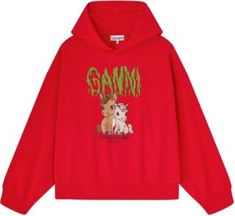 Ganni Hoodie met print - Rood