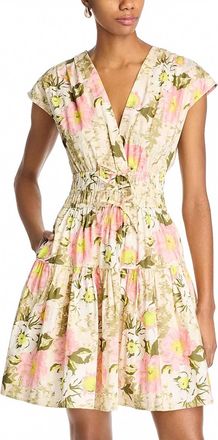 Derek Lam Tora V-Neck Mini Dress In Safari Multi