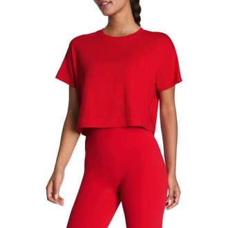 Spanx Supernaturals Crop T-Shirt in Spanx Red at Nordstrom, Size Large