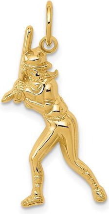 Diamond2Deal 14k Yellow Gold Female Baseball Batter Charm