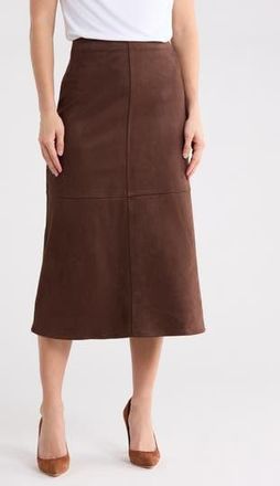 Max Studio Faux Suede A-Line Midi Skirt in Sequoia at Nordstrom Rack, Size X-Large