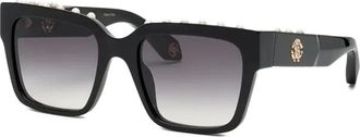 Roberto Cavalli Occhiali da sole squadrati con decorazione - Nero