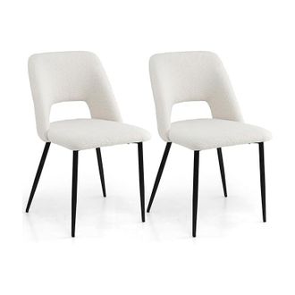 Costway Costway - Set di 2 Sedie da Pranzo, 2 Sgabelli Alti da Bar, Sedia Imbottita con Schienale Vuoto e Gambe in Metallo, Set di Sedie da Cucina, Portata