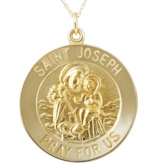 Pompeii3 14k Yellow Gold St. Joseph Medal Pendant 1 Tall 3 Grams