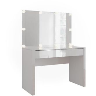 Vicco Tavolo da toilette Annabelle, Bianco lucido/bianco, 110 cm con specchio e lampade Vicco