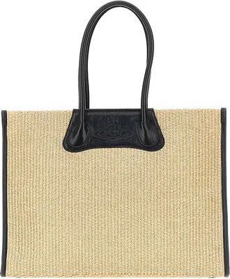 Vivienne Westwood Troy weaved raffia tote bag Woman One Size
