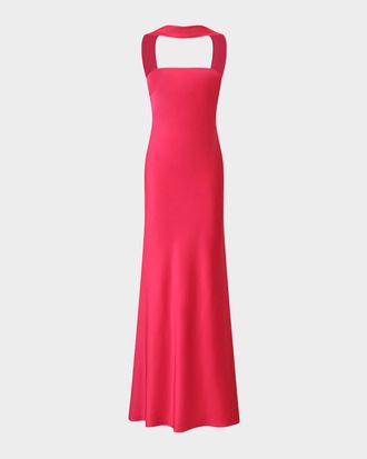 Halston Heritage Vali Open-Back Crepe Back Satin Gown