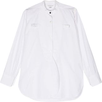 Victoria Beckham band-collar twill shirt - women - Cotton - 12 - White