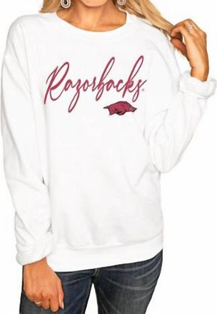 Gameday Couture University Of Arkansas Long Sleeve Sweatshirt In White