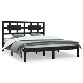 Berkfield Home Bed Frame Black Solid Wood Pine 200x200 cm