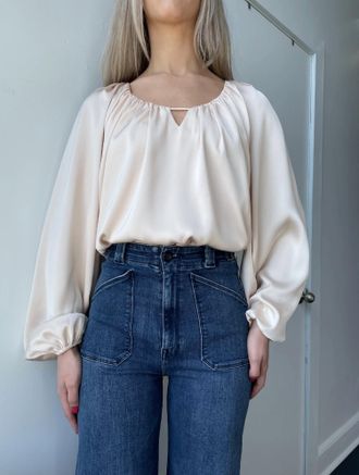 Jonathan Simkhai Brenton Blouse In Sand Dollar